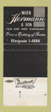 Matchbook Cover - Math Hermann Funeral Home St Louis MO 100th WEAR 30 Strike