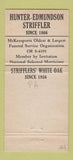 Matchbook Cover Hunter Edmundson Striffler Funeral Home McKeesport PA 30 Strike