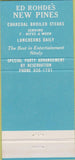 Matchbook Cover - Ed Rohde's New Pines Steak House Madison WI 30 Strike