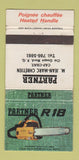 Matchbook Cover - Partner Chain Saws Gaspe Nord QC Chretien WORN 30 Strike