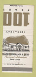 Matchbook Cover - Math Hermann Funeral Home St Louis MO 100th MISCUT 30 Strike