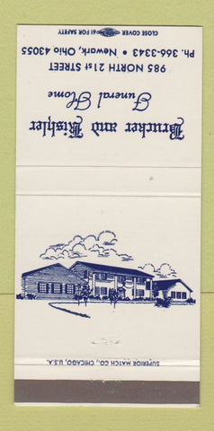 Matchbook Cover - Brucker & Kishler Funeral Home Newark OH 30 Strike