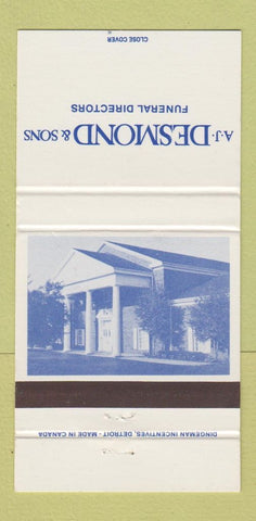 Matchbook Cover - Desmond Funeral Home Troy MI 30 Strike