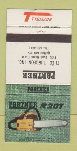 Matchbook Cover - Partner Chain Saws Theo Turgeon Quebec QC 30 Strike