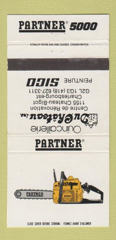 Matchbook Cover - Partner Chain Saws Charlesbourg QC 30 Strike