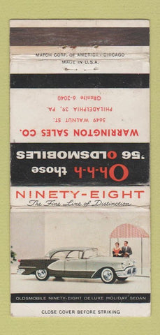 Matchbook Cover - 1956 Oldsmobile Warrington Philadelphia PA WEAR 30 Strike