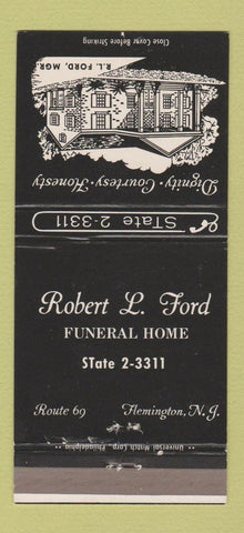 Matchbook Cover - Robert Ford Funeral Home Flemington NJ 30 Strike