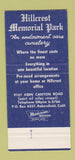 Matchbook Cover - Hillcrest Funeral Home Bakersfield CA SAMPLE 30 Strike