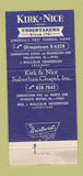 Matchbook Cover - Kirk & Nice Funeral Home Plymouth Meeting PA 30 Strike
