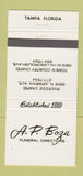 Matchbook Cover - AP Boza Funeral Home Tampa FL 30 Strike