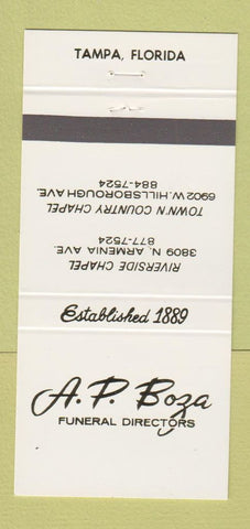 Matchbook Cover - AP Boza Funeral Home Tampa FL 30 Strike