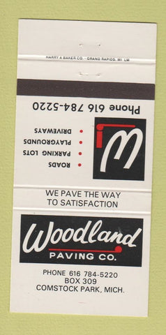 Matchbook Cover - Woodland Paving Comstock Park MI 30 Strike