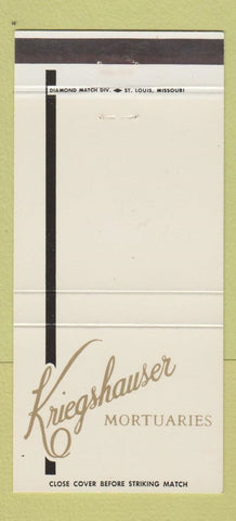 Matchbook Cover - Kriegshauser Funeral Home St Louis MO 30 Strike