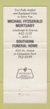 Matchbook Cover - Michael Fitzgerald Funeral Home ST Louis MO 30 Strike