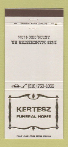 Matchbook Cover - Kertesz Funeral Home Akron OH 30 Strike