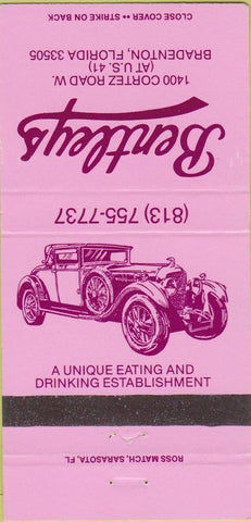 Matchbook Cover - Bentleys Bradenton FL restaurant 30 Strike
