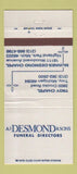 Matchbook Cover - AJ Desmond Funeral Home Troy MI Highland Park WEAR 30 Strike