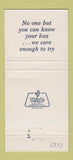 Matchbook Cover - AJ Desmond Funeral Home Troy MI Highland Park WEAR 30 Strike