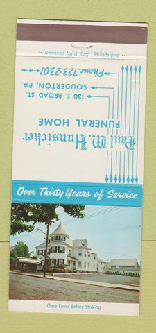Matchbook Cover - Paul Hunsicker Funeral Home Souderton PA 30 Strike