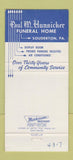 Matchbook Cover - Paul Hunsicker Funeral Home Souderton PA 30 Strike