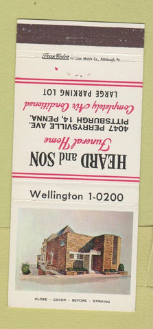 Matchbook Cover - Heard and Son Funeral Home Pittsburgh PA 30 Strike