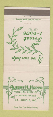 Matchbook Cover - Albert Hoppe Funeral Home St Louis MO 30 Strike