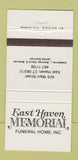 Matchbook Cover - East Haven Memorial Funeral Home CT 30 Strike