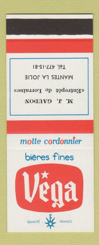 Matchbook Cover - Vega Beer MJ Gaudon Mantes La Jolie France SAMPLE