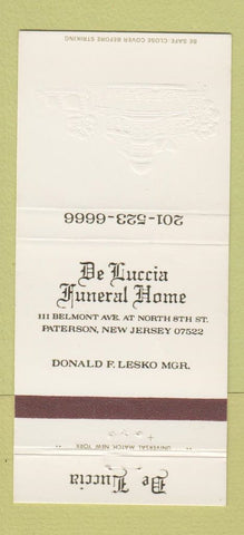 Matchbook Cover - De Luccia Funeral Home Paterson NJ 30 Strike