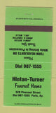 Matchbook Cover - Hinton Turner Funeral Home Paris KY GREEN 30 Strike