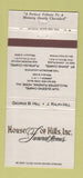 Matchbook Cover - House of Hills Funeral Homes Jamaica NY Brooklyn 30 Strike