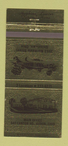 Matchbook Cover - Hopkins Lawuer Funeral Home Uniontown Akron OH 30 Strike