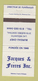 Matchbook Cover - Jacques Freres Funeral Home Lac Megantic QC 30 Strike
