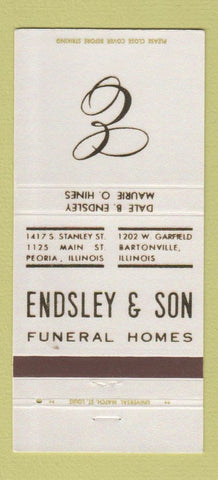 Matchbook Cover - Endsley Son Funeral Home Bartonville Peoria IL 30 Strike