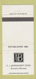 Matchbook Cover - FJ Borgwardt Funeral Home Milwaukee Wauwatosa WI 30 Strike
