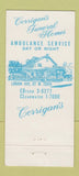 Matchbook Cover - Corrigan's Funeral Homes Cleveland OH 30 Strike