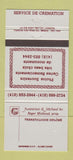 Matchbook Cover - Runeral Home Roger Michaud QC 30 Strike