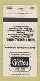 Matchbook Cover - Gaffey Funeral Home Medford Arlington Plymouth MA 30 Strike