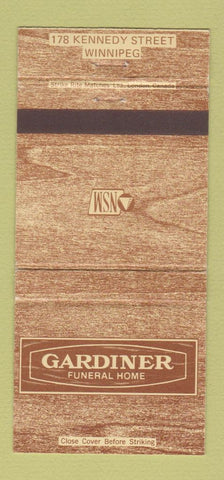 Matchbook Cover - Gardiner Funeral Home Winnipeg MB 30 Strike