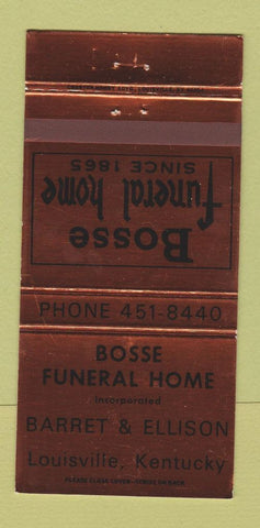 Matchbook Cover - Bosse Funeral Home Louisville KY 30 Strike