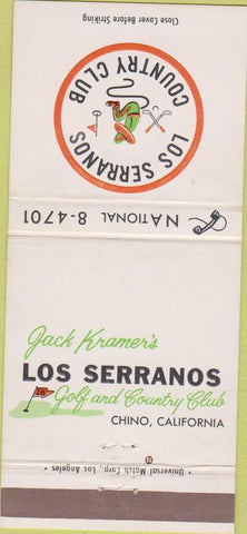 Matchbook Cover - Los Serranos Country club Chino CA 30 Strike