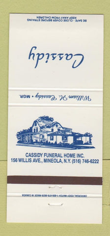 Matchbook Cover - Cassidy Funeral Home Mineola NY 30 Strike