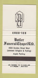 Matchbook Cover - Butler Funeral Home Toronto ON 30 Strike