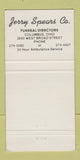 Matchbook Cover - Jerry Spears Funeral Home Columbus OH 30 Strike