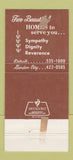 Matchbook Cover - Harper Mulligan Funeral Home Detroit Garden City MI 30 Strike