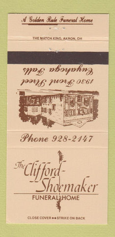 Matchbook Cover - Clifford Shoemaker Funeral Home Cuyahoga Falls OH 30 Strike