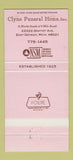 Matchbook Cover - Clyne Funeral Home East Detroit MI 30 Strike