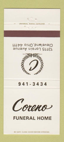 Matchbook Cover - Coreno Funeral Home Cleveland OH 30 Strike