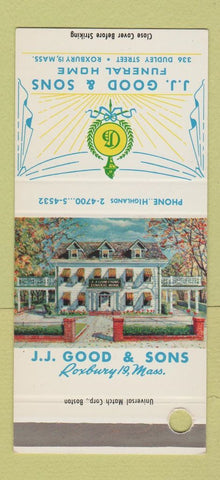 Matchbook Cover - JJ Good Sons Funeral Home Roxbury MA SAMPLE 30 Strike