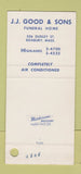 Matchbook Cover - JJ Good Sons Funeral Home Roxbury MA SAMPLE 30 Strike